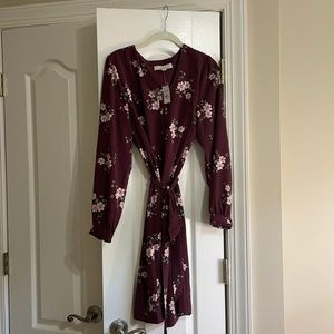 Loft Maroon Floral Dress